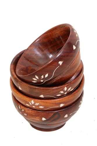 Premium handcrafted Sheesham wooden bowls (set of 4)