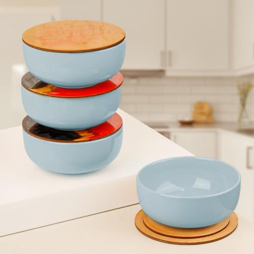 Ceramic Bowl with Multipurpose Uses Lid, Coaster | Dishwasher & Microwave Safe | Snack Bowl | Mixing Bowl