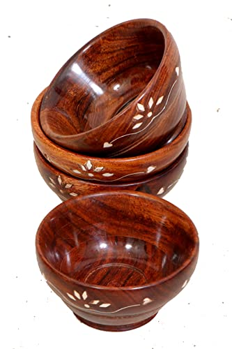 Premium handcrafted Sheesham wooden bowls (set of 4)