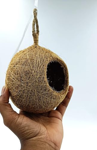 Set of 6 nests Handcrafted Jute Bird Nest for Cages, breeding, Wild Birds - Cozy Haven for All Medium,Small Birds Like Sparrows, Finches & Java Sparrows