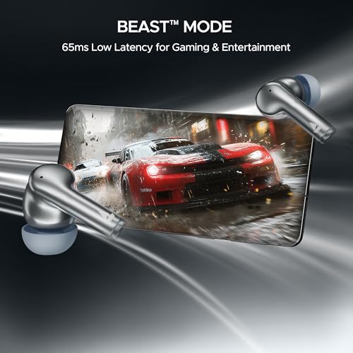 boAt Airdopes 141 Pro Buds, 13mm Drivers, Metallic Finish, 60HRS Battery, 4Mics ENx, Fast Charge, IPX5, v5.3 Bluetooth TWS in Ear Earbuds Wireless Earphones with mic (Surfer Silver)