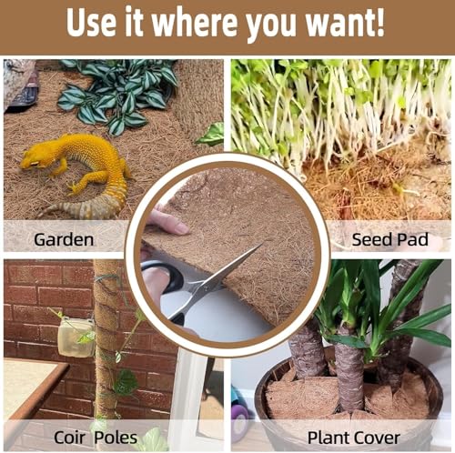 Coco Coir Non-Rubberized Natural Roll Sheet 1mtr *1mtr | Coco Fiber Mat for Hanging Basket, Garden & Terrace Bed, Mulch, Bedding for Pet & Reptile Cages - Anti Slip Snow & Ice