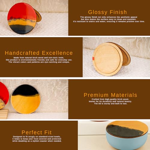 Ceramic Bowl with Multipurpose Uses Lid, Coaster | Dishwasher & Microwave Safe | Snack Bowl | Mixing Bowl