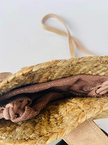Women's Jute Round Sling Bag, Leather Closure