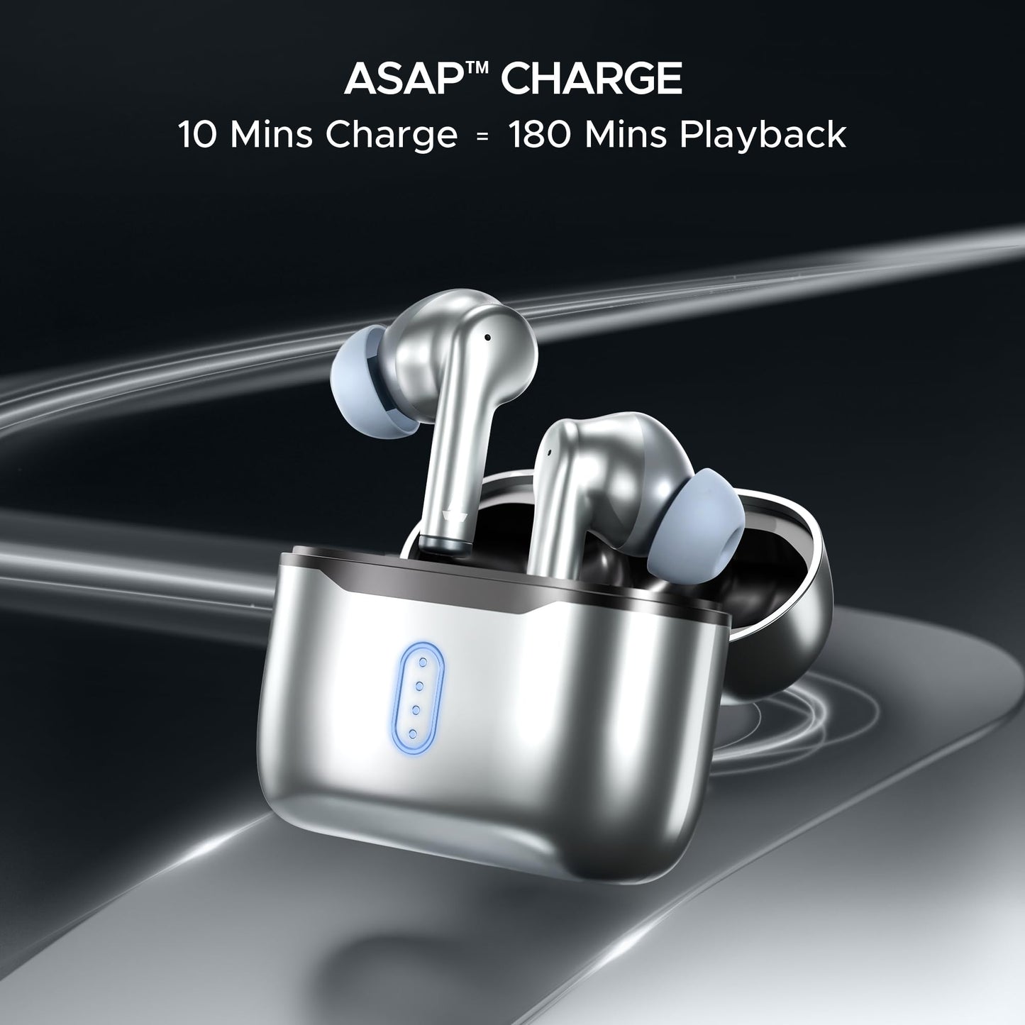 boAt Airdopes 141 Pro Buds, 13mm Drivers, Metallic Finish, 60HRS Battery, 4Mics ENx, Fast Charge, IPX5, v5.3 Bluetooth TWS in Ear Earbuds Wireless Earphones with mic (Surfer Silver)