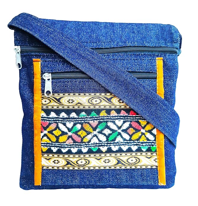 Denim Crossbody 2 Fold Unisex Medium Size Sling/Messenger Bag.