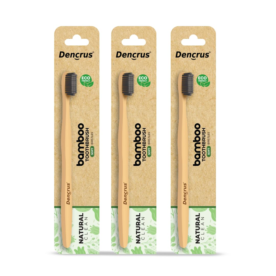 Eco Friendly Bamboo Toothbrush – with Charcoal Bristles (pack of 3)