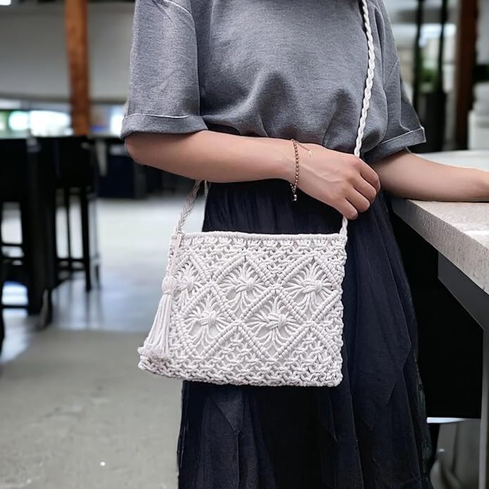 Cotton Macrame Shoulder Bag for Women