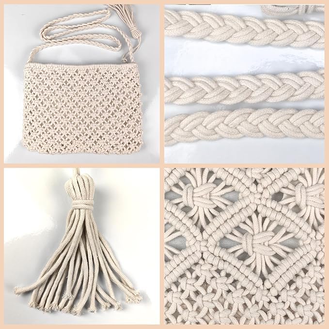 Cotton Macrame Shoulder Bag for Women