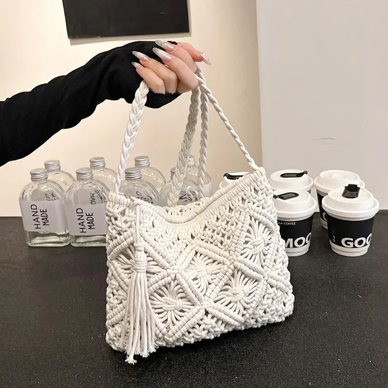 Cotton Macrame Shoulder Bag for Women