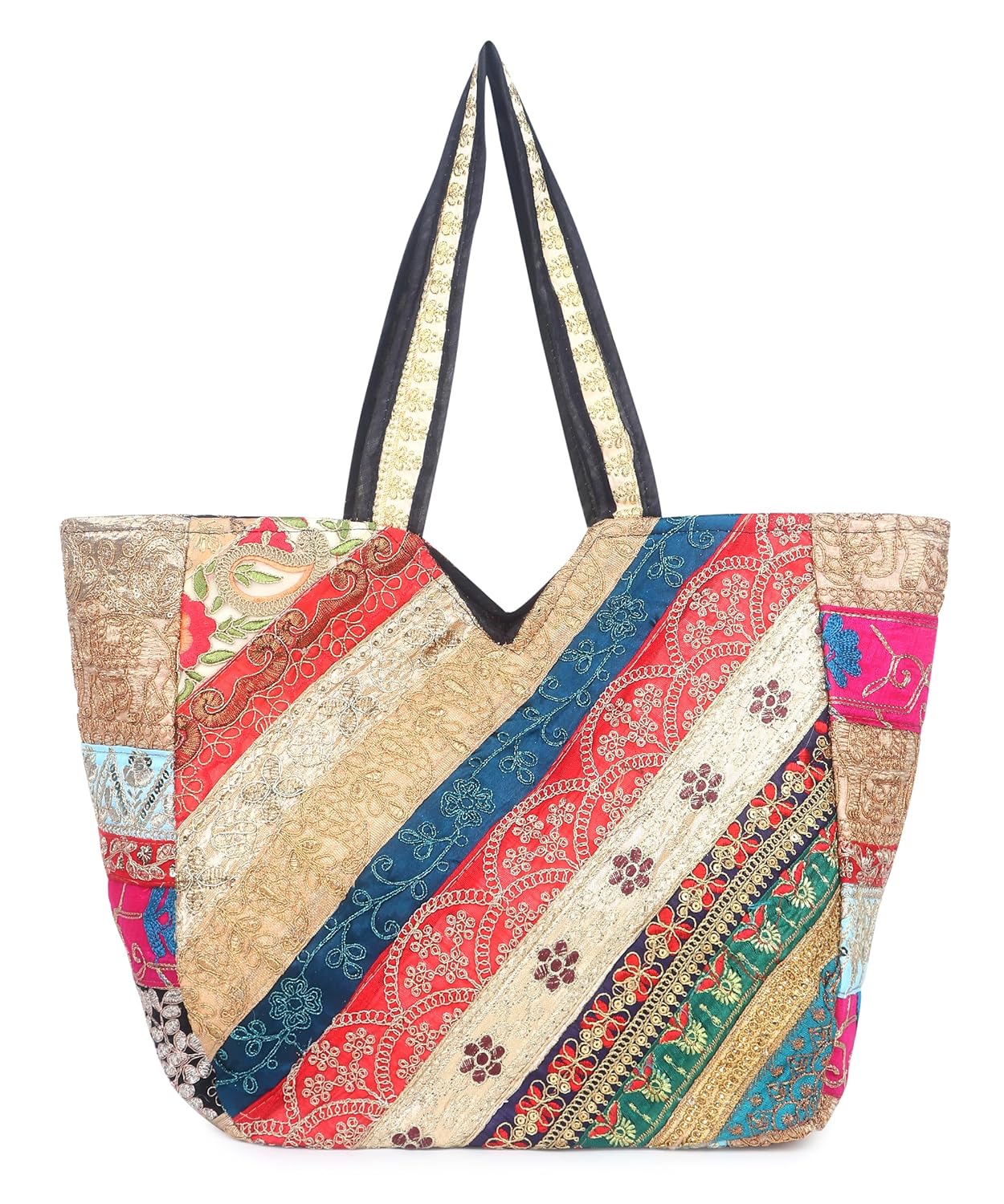 Cotton, Embroidered Colorful Tote Bag