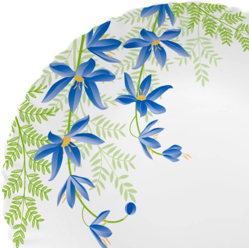 cello Pack of 34 Opalware Dazzle Series Blue Primrose Dinner Set (Green, Blue, Microwave Safe)