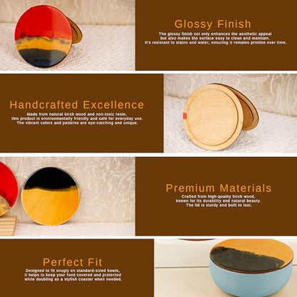 Ceramic Bowl with Multipurpose Uses Lid, Coaster | Dishwasher & Microwave Safe | Snack Bowl | Mixing Bowl