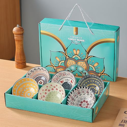 Colorful Ceramic bowls, Multipurpose Premium Serving Bowls sets| Porcelain Bowl for Kitchen decor Gift Set (multicolor, PACK OF 6)