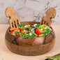 Premium Handcrafted Mango Wood Salad Bowl with 2 Hands