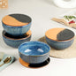 Glam Blue Snack Bowl with Coasters | Dishwasher & Microwave Safe | Mixing Bowl for Snacks, Rice, Dal, Fruits, Salad | 500ml Set of 4