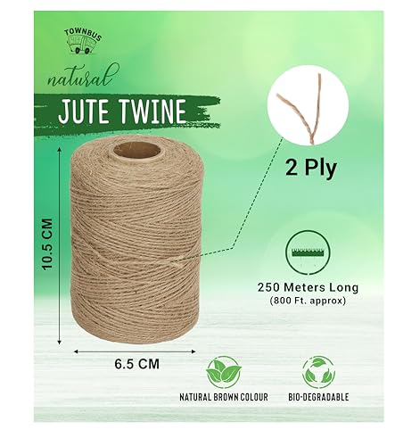 Pack Of 2 (2 X 250 Meters) | 2Ply | Raw Natural Jute Twine, Arts And Crafts Jute Rope For Packaging, String For Gifts, Diy Crafts, Brown