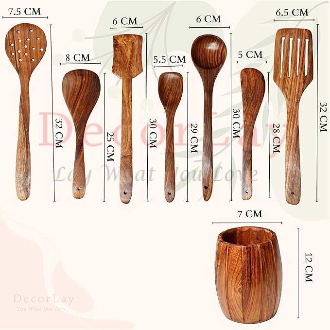 Wooden Cooking Spoon Set, 35 Cm