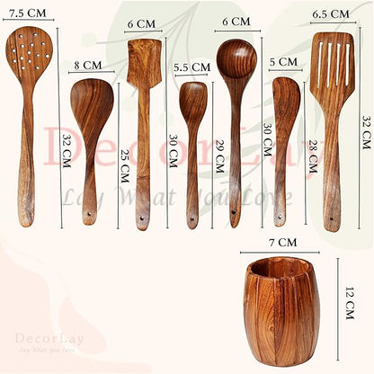 Wooden Cooking Spoon Set, 35 Cm