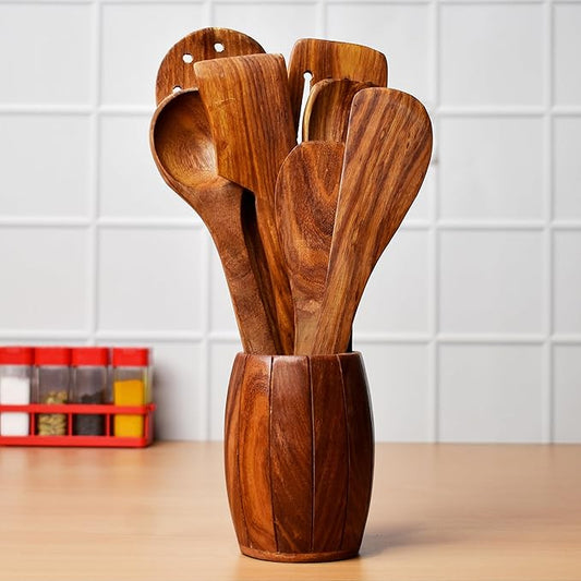 Wooden Cooking Spoon Set, 35 Cm