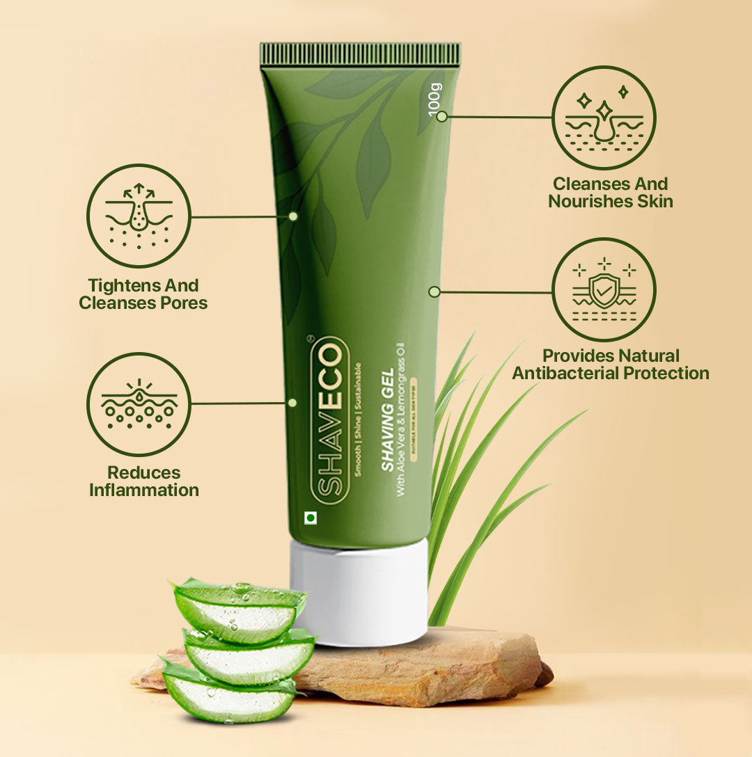 Bamboo Edged 3 Razor & Aloevera Shaving Gel with Free 1 Set Cartridge - Eco-Friendly Grooming Combo