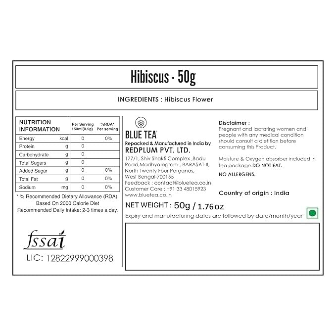 Hibiscus Tea ( 50 gm of 2 jar) | SKIN GLOW ENHANCING TEA | Flower Based - Herbal Tea - Caffeine Free - Tangy Flavor - Non-GMO |