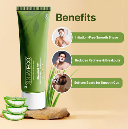 Bamboo Edged 3 Razor & Aloevera Shaving Gel with Free 1 Set Cartridge - Eco-Friendly Grooming Combo