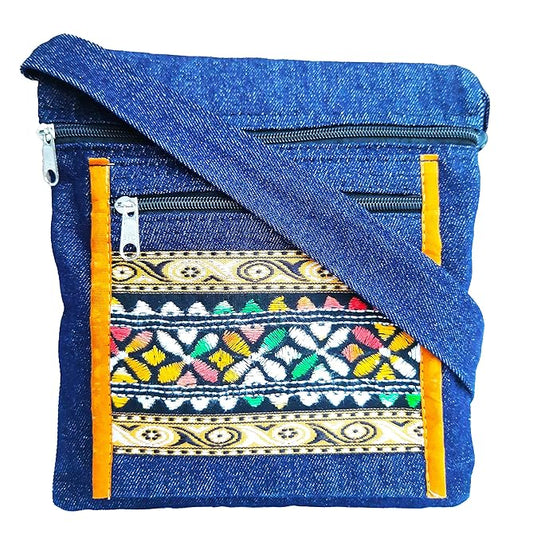 Denim Crossbody 2 Fold Unisex Medium Size Sling/Messenger Bag.