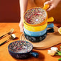Ceramic Serving Mandala Snack Bowl with Handle (700ml, Pack of 1, Orange)
