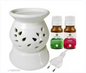 Ceramic Electric Diffuser Aroma Oil Home Fragrance Oil Burner Night Lamp Rose Lavender jasmine mogra Aroma Oil 10ml Each for Home office hotel Spa