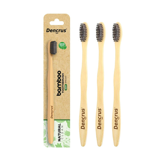 Eco Friendly Bamboo Toothbrush – with Charcoal Bristles (pack of 3)