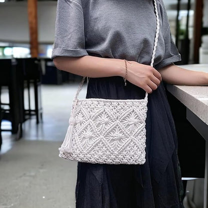 Cotton Macrame Shoulder Bag for Women