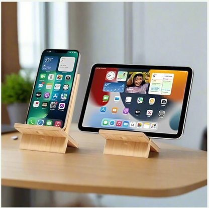 Bamboo Office Desk Essentials - Bamboo Thermos Bottle | Eco-Friendly Diary | Pocket Tissue (2 Pack) | Mobile Stand