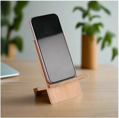 Bamboo Office Desk Essentials - Bamboo Thermos Bottle | Eco-Friendly Diary | Pocket Tissue (2 Pack) | Mobile Stand