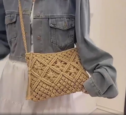 Cotton Macrame Shoulder Bag for Women