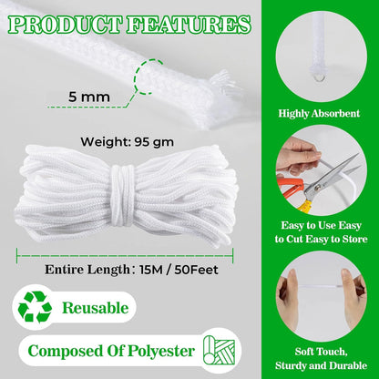 50 ft self-watering wick cord for potted plants