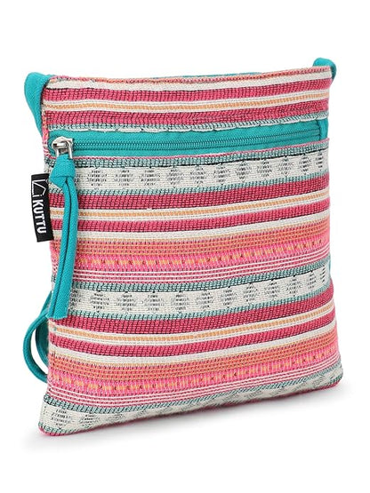Striped Cotton Lurex Jacquard Sling Bag