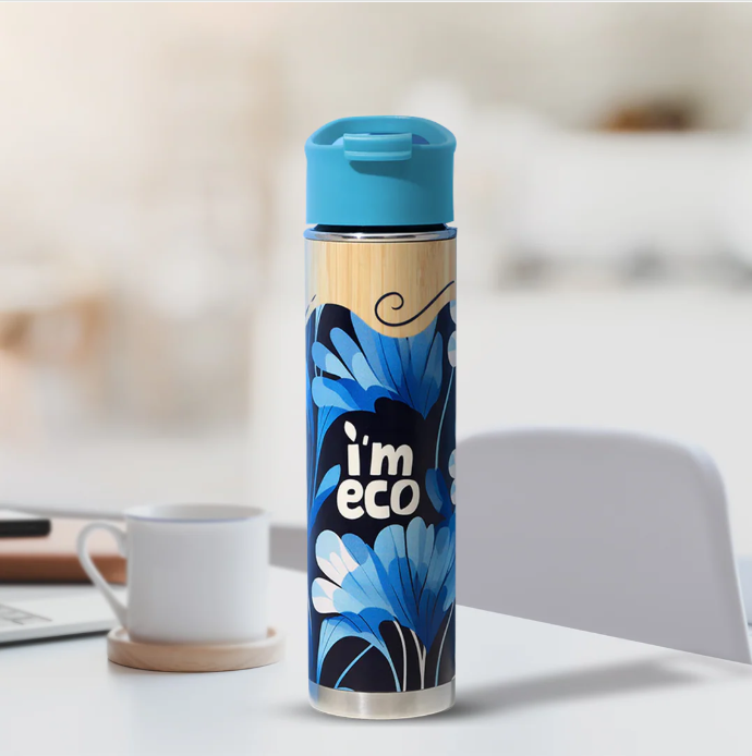 Eco-friendly Bamboo exterior Thermos water bottle (500 ml)