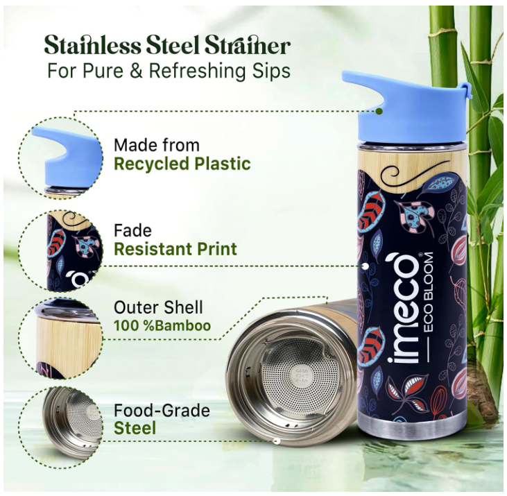 Eco-friendly Bamboo exterior Thermos water bottle (500 ml)