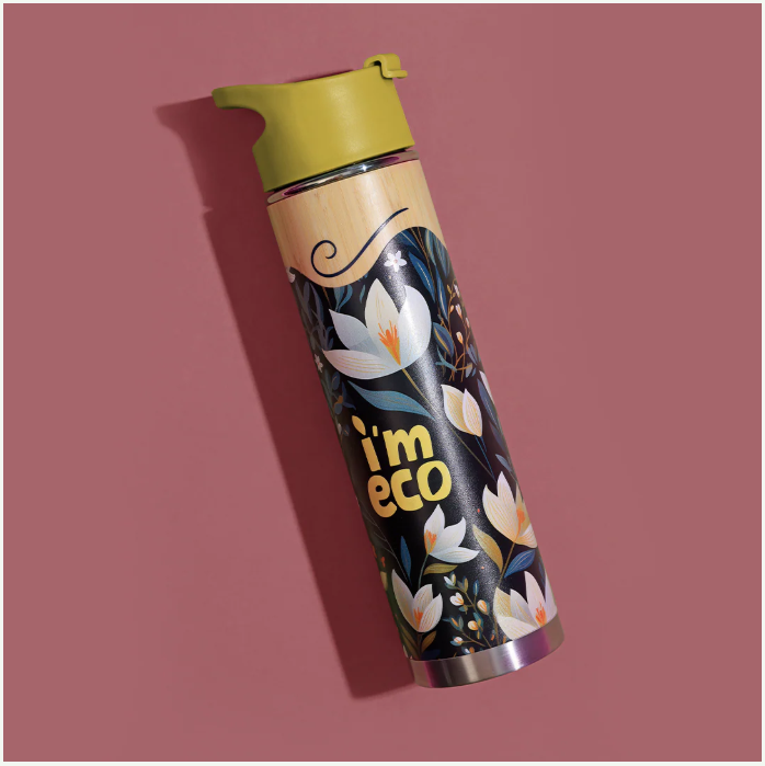 Eco-friendly Bamboo exterior Thermos water bottle (500 ml)
